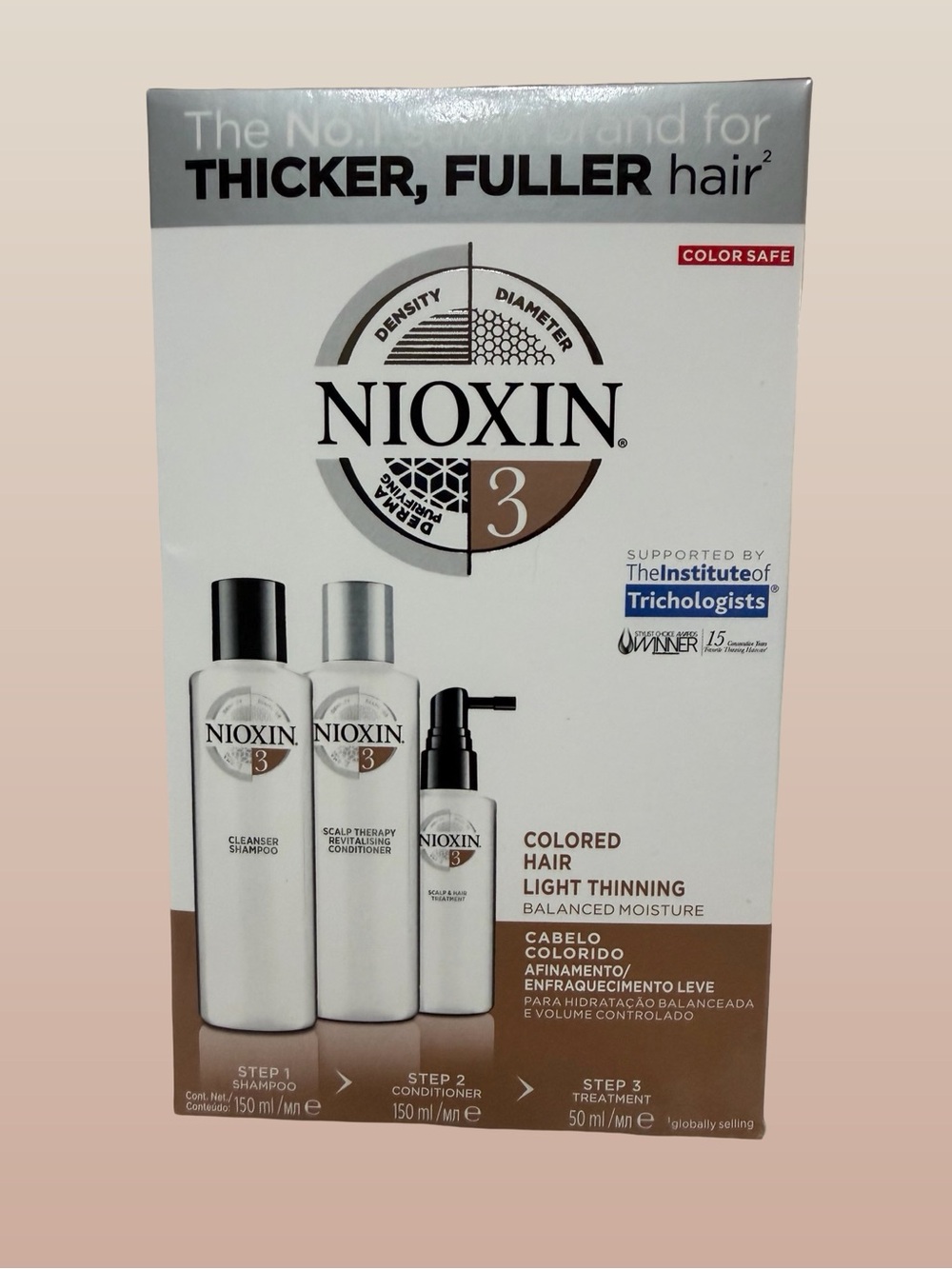 Nioxin System 3 Colored Hair Thicker Fuller Light Tuning Treatment Kit 3 Prod.